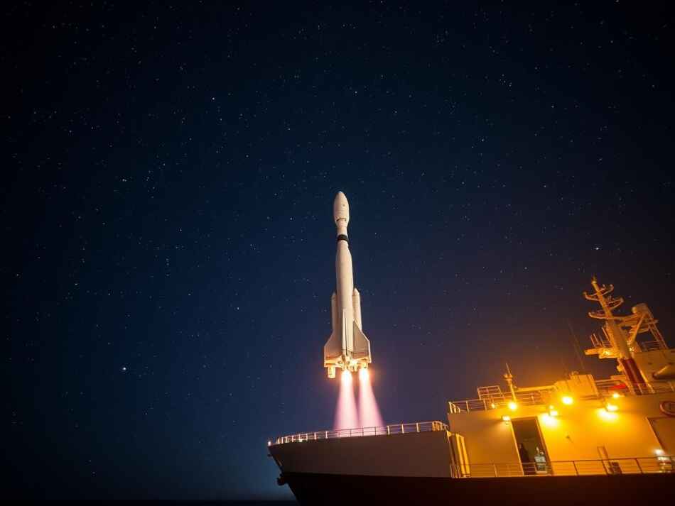 SpaceX Falcon 9 rocket landing on a drone ship